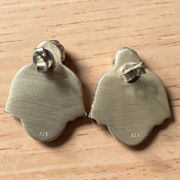 Vintage Genuine Turquoise Stone Sterling Silver 925 Pierced Earrings - Picture 2 of 5